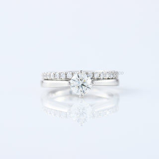 1.23 TCW Round Brilliant Cut Solitaire Moissanite Wedding Ring Set