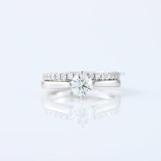 1.23 TCW Round Brilliant Cut Solitaire Moissanite Wedding Ring Set