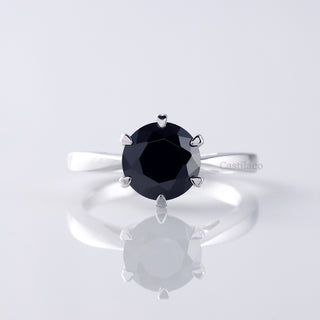 2.50 CT Round Cut Black Moissanite 18K White Gold Engagement Ring