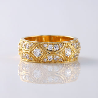 Vintage inspired Moissanite Diamond Wedding Band