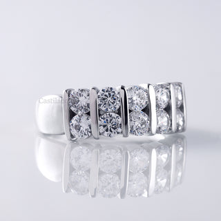 Round Moissanite Diamond 14K White Gold Engagement Ring