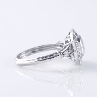 Asscher Moissanite Diamond Art Deco Engagement Ring