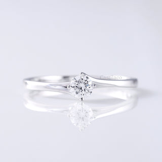 0.65 TCW Round Colorless Moissanite Solitaire 14K White Gold Promise Ring