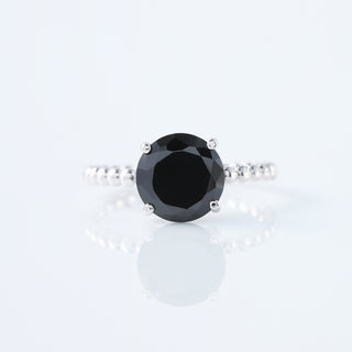 Black Moissanite Diamond Bubble Setting Band Engagement Ring