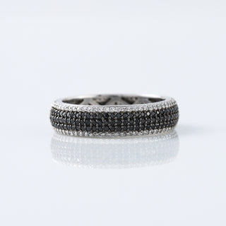 Black And White Moissanite Diamond 14K White Gold Wedding Engagement Band