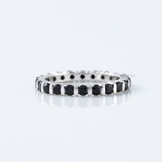 Black Moissanite Diamond 14K White Gold Wedding Matching Band