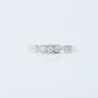 Vintage Three Stone Moissanite Diamond Minimalist 14K Gold Ring