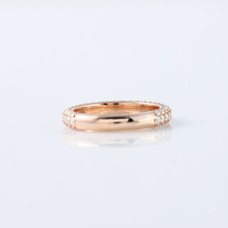 Three Row Half Eternity Round Lab Diamond Wedding Band In 14K Rose Gold