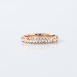 Three Row Half Eternity Round Lab Diamond Wedding Band In 14K Rose Gold