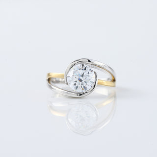 Swirl Round Moissanite Diamond Engagement Ring