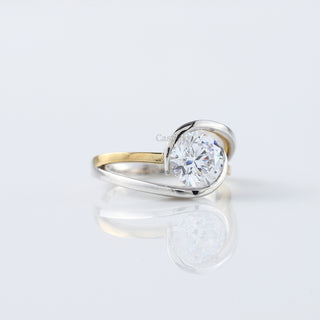 Swirl Round Moissanite Diamond Engagement Ring