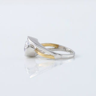Swirl Round Moissanite Diamond Engagement Ring