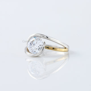 Swirl Round Moissanite Diamond Engagement Ring
