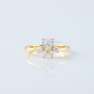 Adjustable Moissanite Paw Ring – 1Ct Heart & Round Cat Dog Print Wedding Ring for Women