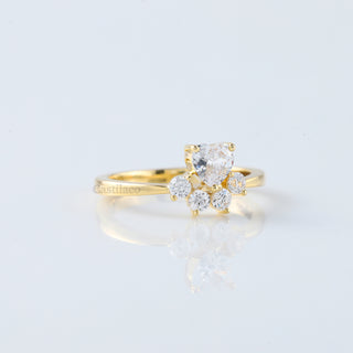 Adjustable Moissanite Paw Ring – 1Ct Heart & Round Cat Dog Print Wedding Ring for Women