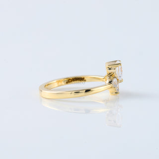 Adjustable Moissanite Paw Ring – 1Ct Heart & Round Cat Dog Print Wedding Ring for Women