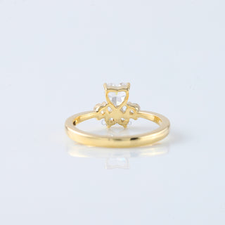 Adjustable Moissanite Paw Ring – 1Ct Heart & Round Cat Dog Print Wedding Ring for Women