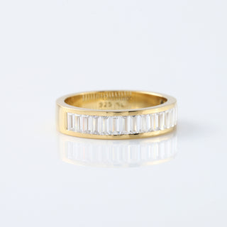 Baguette Cut Moissanite Half Eternity Solid Gold Wedding Band