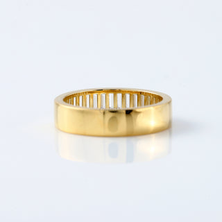 Baguette Cut Moissanite Half Eternity Solid Gold Wedding Band