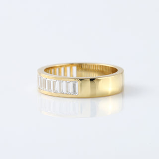Baguette Cut Moissanite Half Eternity Solid Gold Wedding Band