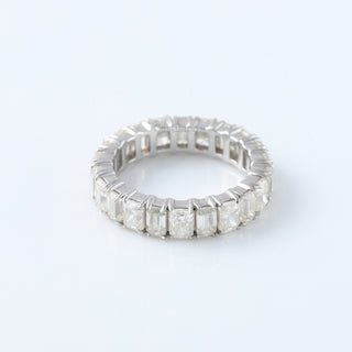 Alternating Emerald & Radiant Moissanite Full Eternity 14K White Gold Band
