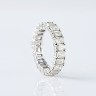 Alternating Emerald & Radiant Moissanite Full Eternity 14K White Gold Band