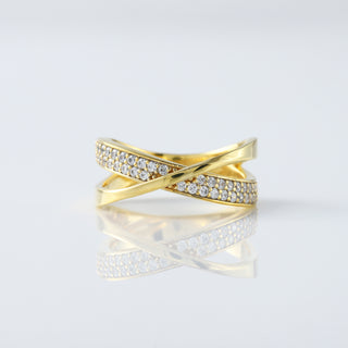 X Cross Lab Grown Diamond Ring in 14K Solid Gold