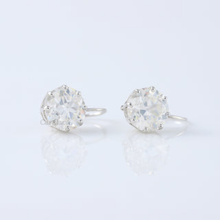 Old European Round Moissanite Diamond Lever Back Earrings