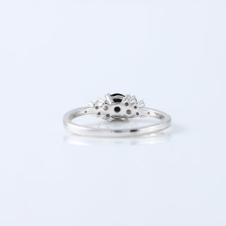 Vintage White Gold Black Diamond Engagement Ring | Unique Diamond Cluster Bridal Set | Perfect Anniversary Gift