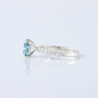 1.50CT Blue Radiant Cut Lab Grown Diamond Engagement Ring