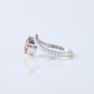 Vivid Pink Round Cut Lab Grown Diamond Curved Style Engagement Ring