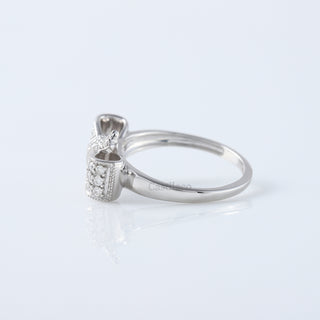 Round Cut Moissanite Diamond Bow Tie Ring in 18K White Gold