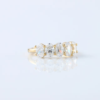 Five Stone Oval Cut Moissanite Engagement Ring in 14K White Gold