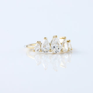 Pear Moissanite Diamond Five Stone Engagement Ring