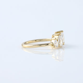 Pear Moissanite Diamond Five Stone Engagement Ring