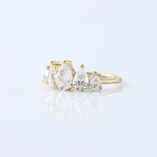Pear Moissanite Diamond Five Stone Engagement Ring