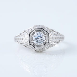 1890s Vintage 0.70Ct Round Cut Moissanite Diamond Art Deco Ring Vintage Ring