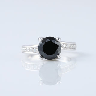 Black Moissanite Diamond Twisted Shank Engagement Ring