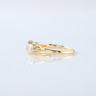 Round Cut Moissanite Three Stone Engagement Ring - Trilogy, Promise, & Stacking Gold Ring Gift
