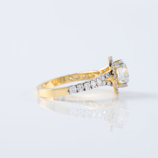 1.50 CT Cushion Lab Grown Diamond Halo Engagement 14K Solid Gold Ring