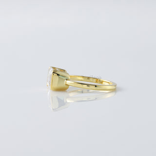 14K Yellow Gold East-West Emerald Cut Moissanite Solitaire Ring - 3.00 CT Half Bezel Wedding Gift