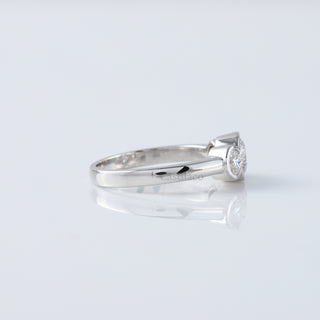 Three Stone Bezel Set Moissanite Diamond Engagement Ring, Round Moissanite Ring