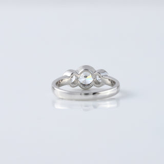 Three Stone Bezel Set Moissanite Diamond Engagement Ring, Round Moissanite Ring