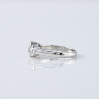 Three Stone Bezel Set Moissanite Diamond Engagement Ring, Round Moissanite Ring
