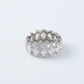 Halo Oval Full Eternity Moissanite 14K White Gold Band