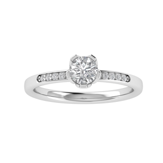 Solitaire With Accent Round Cut Moissanite Engagement Ring