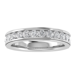 Channel Set Half Eternity Round Cut Moissanite Wedding Ring