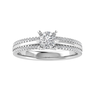 Solitaire With Accent Round Cut Moissanite Engagement Ring