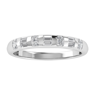 Seven Stone Flush Setting Half Eternity Moissanite Wedding Band