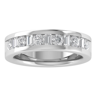 Half Eternity Moissanite Engagement 14K White Gold Band